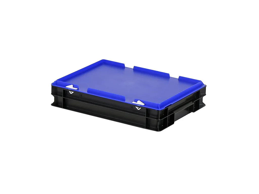Combicolor Stacking bin with lid - 400 x 300 x H 90 mm - black-blue