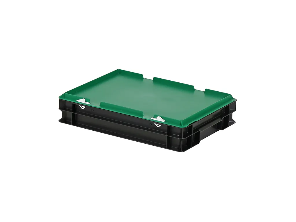 Combicolor Stacking bin with lid - 400 x 300 x H 90 mm - black-green