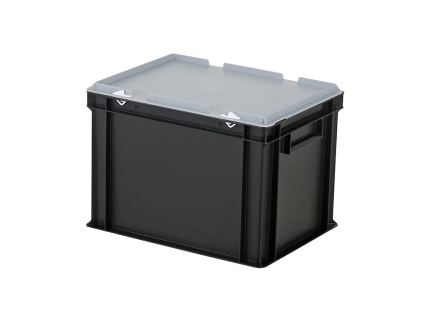 Combicolor dekselbak - 400 x 300 x H 295 mm (versterkte bodem) - zwart-grijs