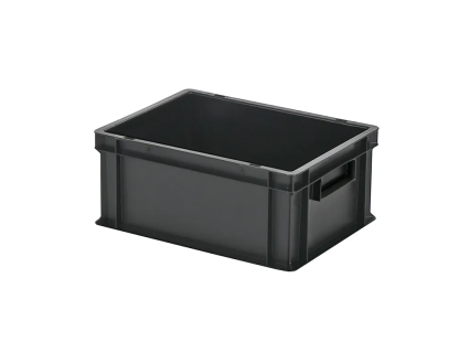 Stapelbeh&auml;lter - 400 x 300 x H 175 mm - geschlossene Handgriffe - glatter Boden - schwarz