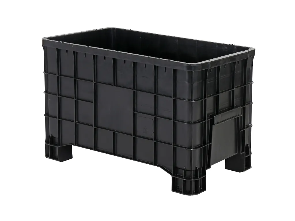 MINI BOX plastic palletbox - 1000 x 635 mm - on 4 feet - zwart