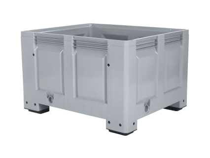 Palettenbox BIG BOX - 1200 &times; 1000 mm - geschlossen - 4 F&uuml;&szlig;e - grau