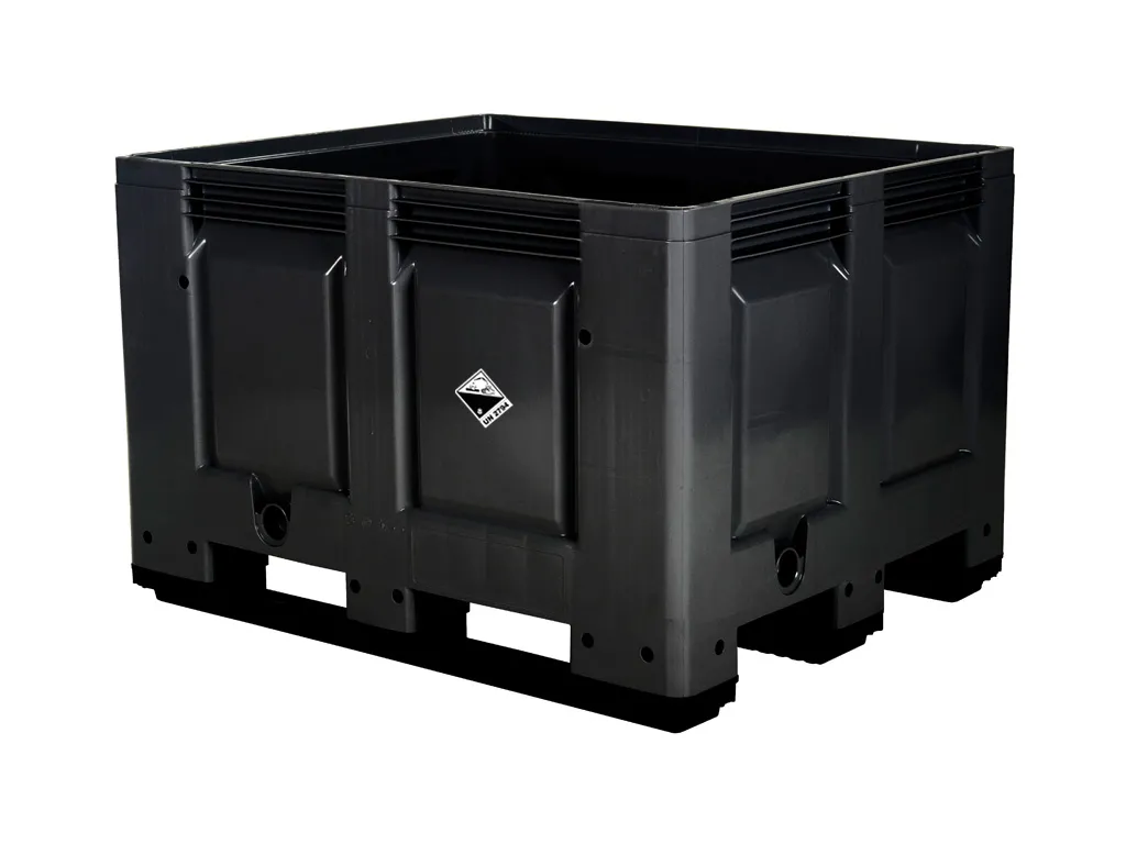 Altbatteriebox - Kunststoff Palettenbox - 1200 x 1000 mm - auf 3 Kufen - Schwarz