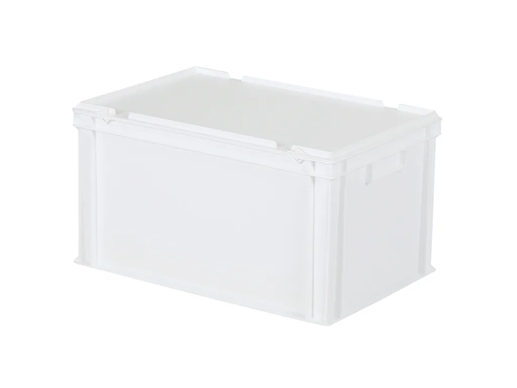 Stapelbehälter mit Deckel - 600 x 400 x H 335 mm (verstärkter Boden) - Weiß