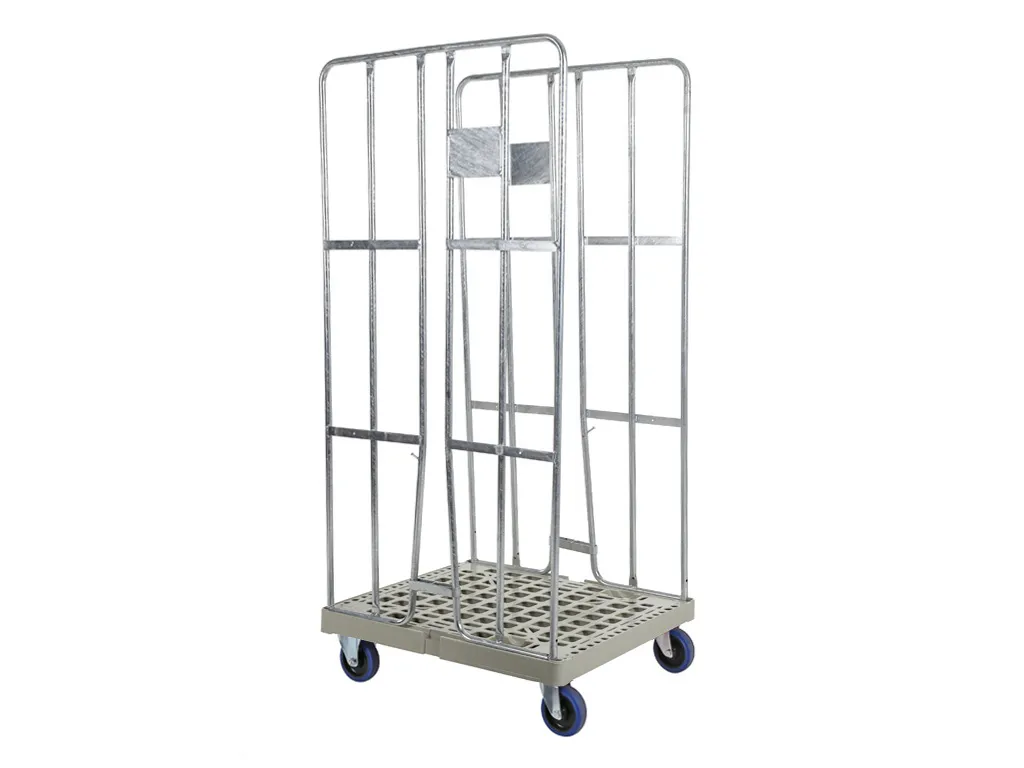 Roll container - two side walls - galvanised - grey
