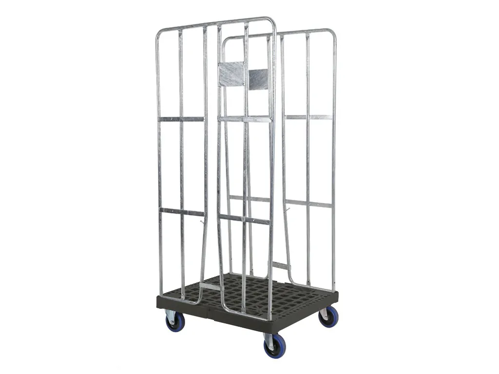 Roll container - two side walls - galvanised - black
