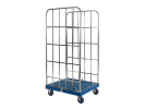 Conteneur roulant - pour le retail - 2 parois lat&eacute;rales, galvanis&eacute;es - fond en plastique, bleu