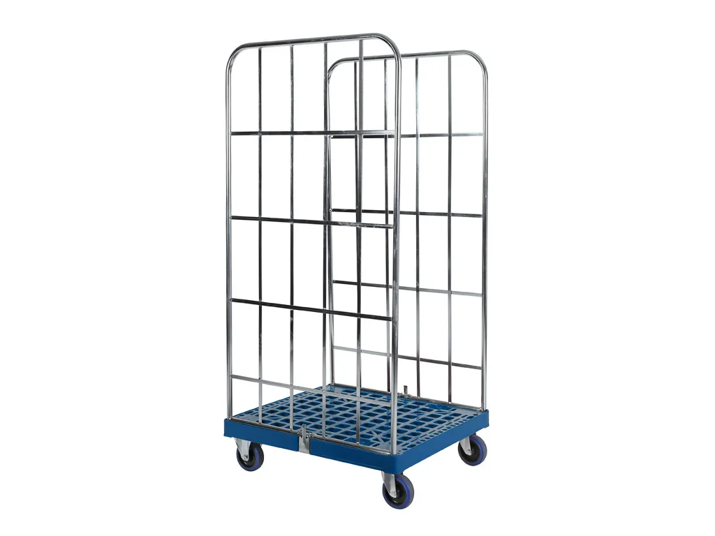Roll container - two side walls - galvanised - dark blue