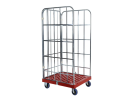 Conteneur roulant - pour le retail - 2 parois lat&eacute;rales et 1 paroi arri&egrave;re, galvanis&eacute;es - fond en plastique, rouge