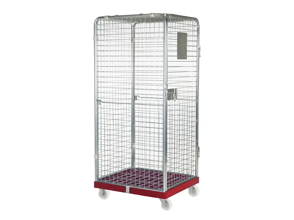 Anti-theft roll container - walls all-around - galvanised - red