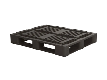 Industriepallet CR3-5 ECO - 1200 x 1000 mm - met 5 palletsledes - met randen 5 mm - zwart
