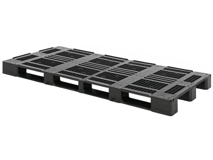 Kunststoffpalette D3-DUO ECO - 2050 x 1000 mm - mit umlaufendem 7-mm-Rand - 3 Palettenkufen - verst&auml;rkt