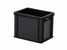 Stapelbak - 400 x 300 x H 320 mm - gesloten handgrepen - versterkte bodem - zwart