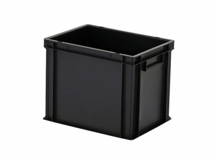 Stapelbeh&auml;lter - 400 x 300 x H 320 mm - geschlossene Handgriffe - verst&auml;rkter Boden - schwarz