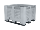 Palettenbox BIG BOX - 1200 &times; 1000 mm - perforiert - 3 Kufen - grau