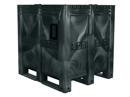 Pallet box type MAXI BOX - 1300 x 1150 x H1250 mm - closed - 3 runners - black