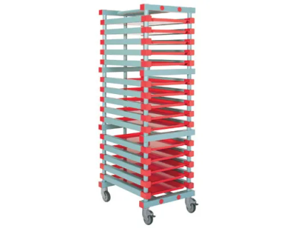 Kunststoff-Tablettwagen - 15 Einschubm&ouml;glichkeiten (Euronorm)