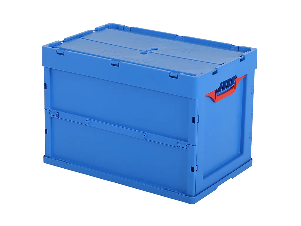 MULTIWAY SOLID LINE foldingbox with lid - 600 x 400 x H 420 mm - blue -  Transoplast / Hulkenberg