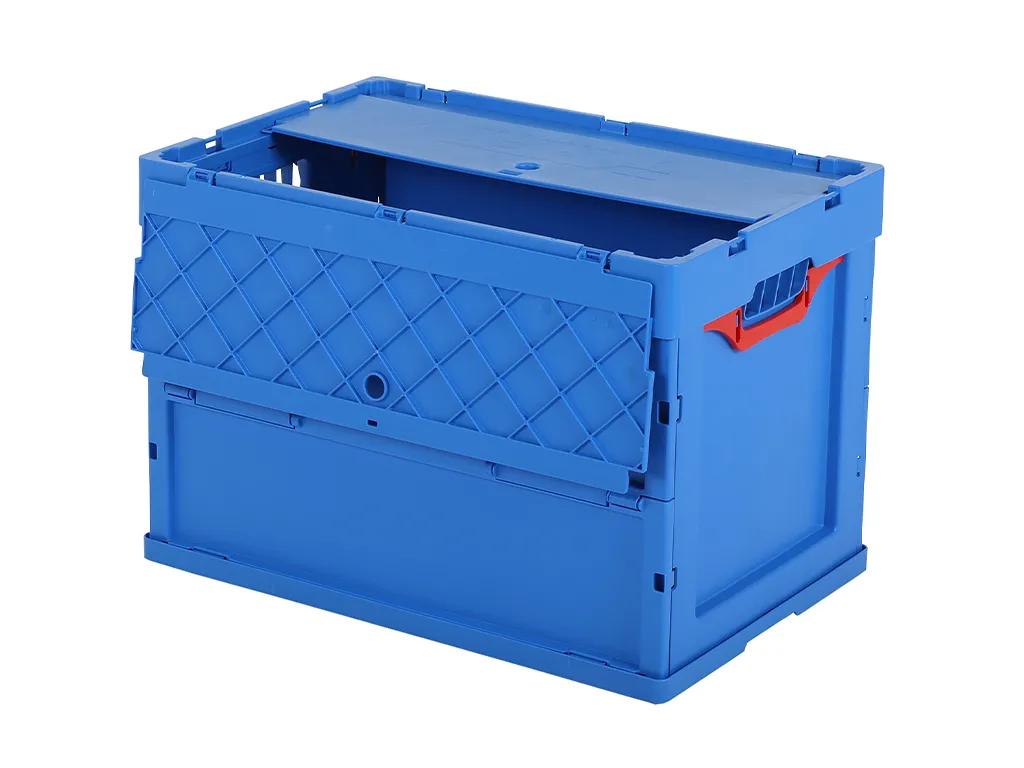 Box pliant avec couvercle - 600 x 400 x H 420 mm - bleu