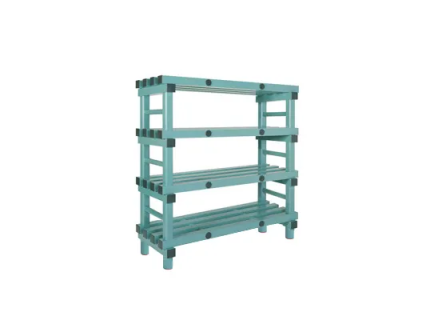 Plastic rack / Euro shelving unit - 1000 x 600 x H 1220 mm - 4 shelves - spacing 300 mm - green / grey