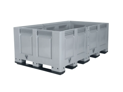 XL-size pallet box - type BIG BOX - DUO widened version - 1200 x 1850 x H790 mm - 1275 liter - 5 sledes - grey (custom-made)