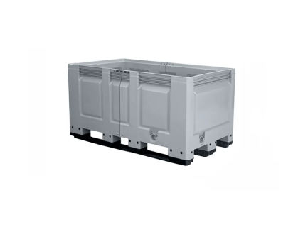 XL-size pallet box - type BIG BOX - DUO extended version - 1500 x 800 x H790 mm - 660 liter - 3 sledes - grey (custom-made)