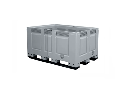 XL-size pallet box - type BIG BOX - DUO extended version - 1500 x 1000 x H790 mm - 845 liter - 3 sledes - grey (custom-made)