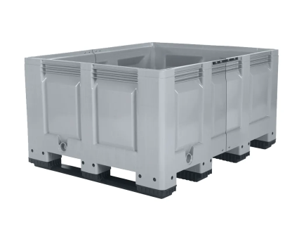 XL-size pallet box - type BIG BOX - DUO widened version - 1200 x 1400 x H790 mm - 950 liter - 4 sledes - grey (custom-made)