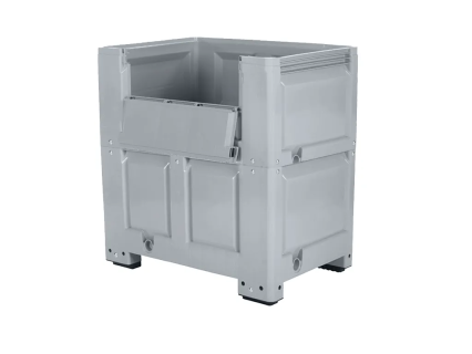 Caisse-palette grand format XL avec porte de chargement - type BIG BOX - 1200 x 800 mm - sur 4 pieds - gris