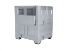 XL-formaat palletbox met klep - type BIG BOX - 1200x1000 mm - op 4 poten - grijs