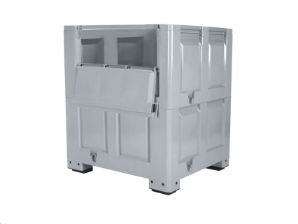 Caisse-palette grand format XL avec porte de chargement - type BIG BOX - 1200 x 1000 mm - sur 4 pieds - gris
