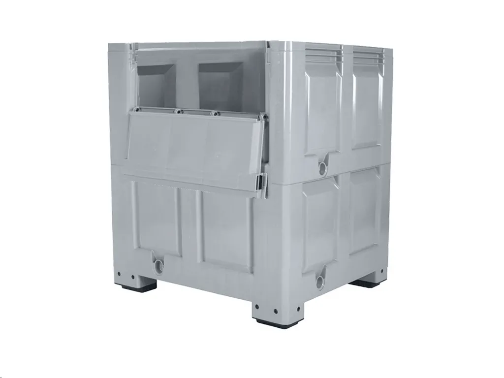 XL kunststof palletbox - 1200 x 1000 mm - met klep - op 4 poten