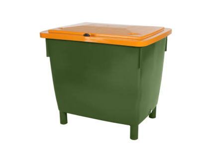 Multi Purpose Beh&auml;lter mit Deckel - 400 Liter - auf F&uuml;&szlig;en - mit Randverst&auml;rkung - gr&uuml;n/orange