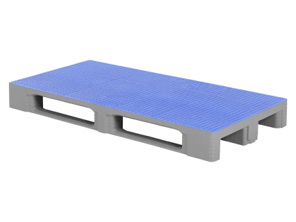 Kunststof pallet TC1-DUO - 1650 x 800 mm - antislip - 3 palletsledes