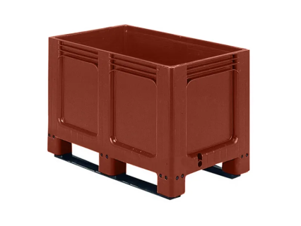 Pallet box GEO box - 1000 x 600 x H 662 mm - closed - 2 skids - reddish brown