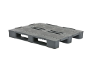 Industriepallet CS3 ECO - 1200 x 1000 mm - met randen 7 mm - 3 palletsledes, geheel glad en gesloten - donkergrijs
