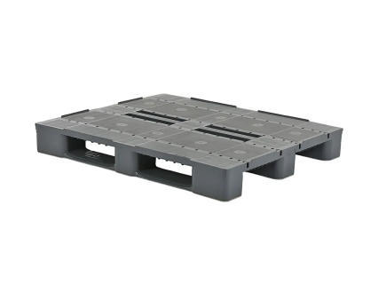 Industrial pallet CS3 ECO - 1200 x 1000 mm - with 7 mm rims - 3 pallet skids, completely smooth and closed - dark grey