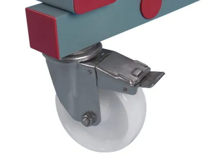 Rack with stainless steel wheels (braked)