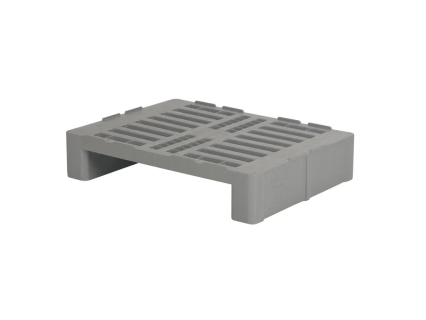 Demi-palette Europe H2 - 800 x 600 mm - avec rebords relev&eacute;s de 7 mm - sans ergots de positionnement sur le plateau - gris