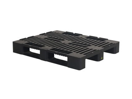 Industrial pallet H3-L - 1200 x 1000 mm - with 7 mm rims - 3 open pallet skids - black ESD