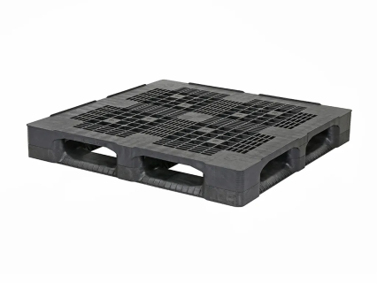 Export pallet / drum pallet 1212HR6RR - 1200 x 1200 mm - on 6 runners - open deck - with 5 mm rim all around - standard regrind - black