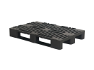Europallet H1 ECO - 1200 x 800 mm - met randen 7 mm - 3 palletsledes, open/geribt - zwart, ECO regranulaat