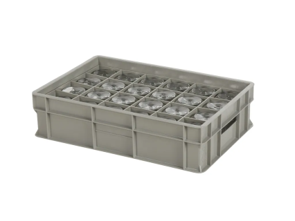 Bac gerbable 600x400xH150mm ferm. gris