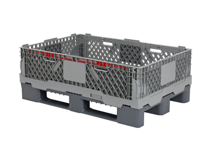 Pallet collar CC1 - foldable - 1200 x 800 x H 300 mm - with 10 mm top rim - light grey
