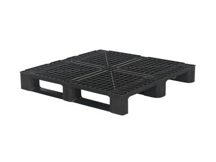 Export pallet / ISO container pallet - 1140 x 1140 mm - on 3 runners - open deck - with 5 mm rim all around - standard regrind - black