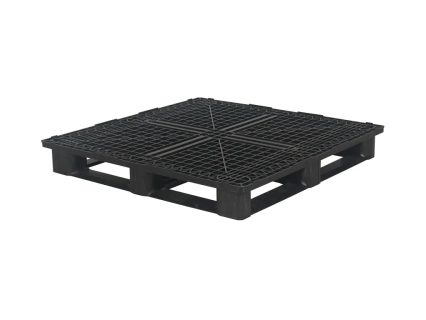 Export pallet / drum pallet 1212M6RR - 1200 x 1200 mm - on 6 runners - with 5 mm raised rim all around - standard regrind - black