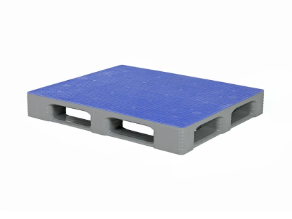 Industriepallet TC3-5 - 1200 x 1000 mm - met antislip bovendek - 5 palletsledes - grijs/blauw