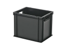 Stacking bin - 400 x 300 x H 320 mm - open handgrips - reinforced base - black