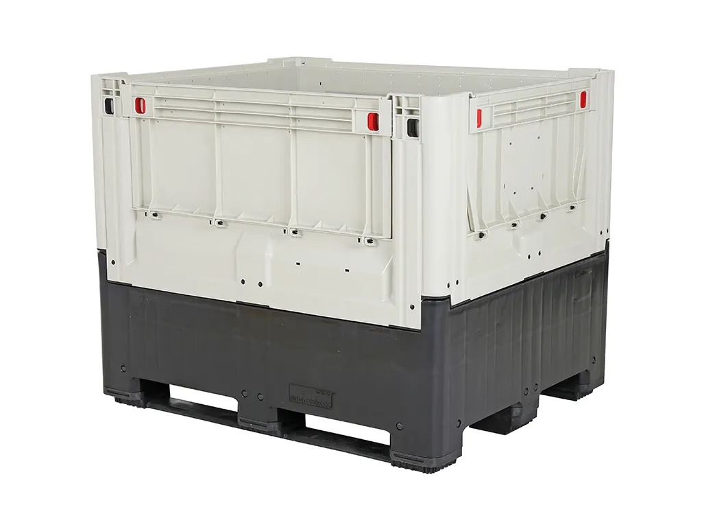 Inklapbare palletbox 1309 C3 - 1200 x 1000 x H978 mm - gesloten - met 2 laadkleppen
