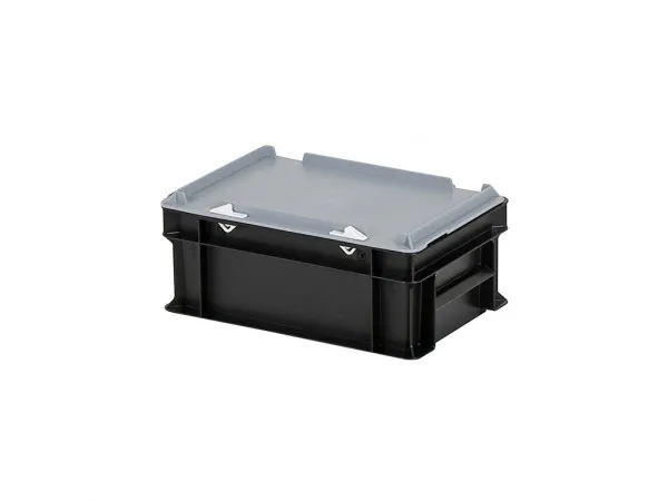 Combicolor stacking bins with lid black-grey
